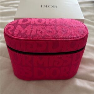Dior Hot Pink Logo Jacquard Cosmetic Case